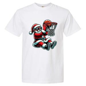 Santa Claus Dunking A Basketball Funny Christmas Basketball Meaningful Gift Garment-Dyed Heavyweight T-Shirt