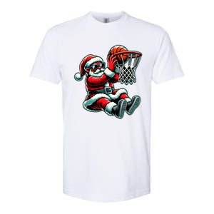 Santa Claus Dunking A Basketball Funny Christmas Basketball Meaningful Gift Softstyle CVC T-Shirt