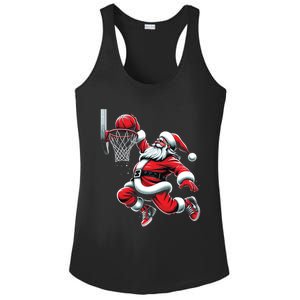 Santa Claus Dunking A Basketball Funny Christmas Basketball Cute Gift Ladies PosiCharge Competitor Racerback Tank