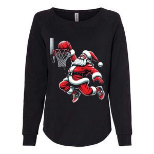 Santa Claus Dunking A Basketball Funny Christmas Basketball Cute Gift Womens California Wash Sweatshirt