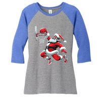 Santa Claus Dunking A Basketball Funny Christmas Basketball Cute Gift Women's Tri-Blend 3/4-Sleeve Raglan Shirt