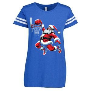 Santa Claus Dunking A Basketball Funny Christmas Basketball Cute Gift Enza Ladies Jersey Football T-Shirt