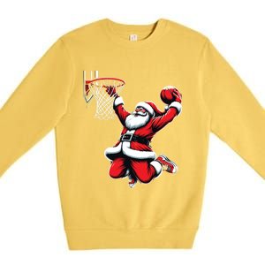 Santa Claus Dunking A Basketball Funny Christmas Basketball Gift Premium Crewneck Sweatshirt