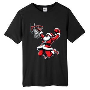 Santa Claus Dunking A Basketball Funny Christmas Basketball Gift Tall Fusion ChromaSoft Performance T-Shirt