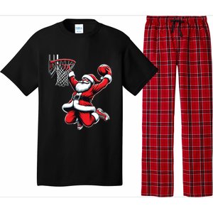 Santa Claus Dunking A Basketball Funny Christmas Basketball Gift Pajama Set