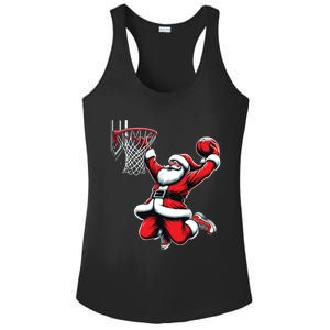 Santa Claus Dunking A Basketball Funny Christmas Basketball Gift Ladies PosiCharge Competitor Racerback Tank