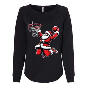 Santa Claus Dunking A Basketball Funny Christmas Basketball Gift Womens California Wash Sweatshirt