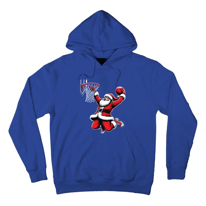 Santa Claus Dunking A Basketball Funny Christmas Basketball Gift Hoodie