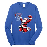 Santa Claus Dunking A Basketball Funny Christmas Basketball Gift Long Sleeve Shirt