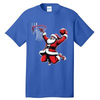 Santa Claus Dunking A Basketball Funny Christmas Basketball Gift Tall T-Shirt