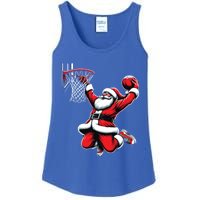 Santa Claus Dunking A Basketball Funny Christmas Basketball Gift Ladies Essential Tank