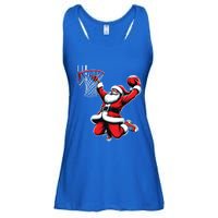 Santa Claus Dunking A Basketball Funny Christmas Basketball Gift Ladies Essential Flowy Tank