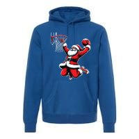 Santa Claus Dunking A Basketball Funny Christmas Basketball Gift Premium Hoodie