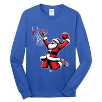 Santa Claus Dunking A Basketball Funny Christmas Basketball Gift Tall Long Sleeve T-Shirt