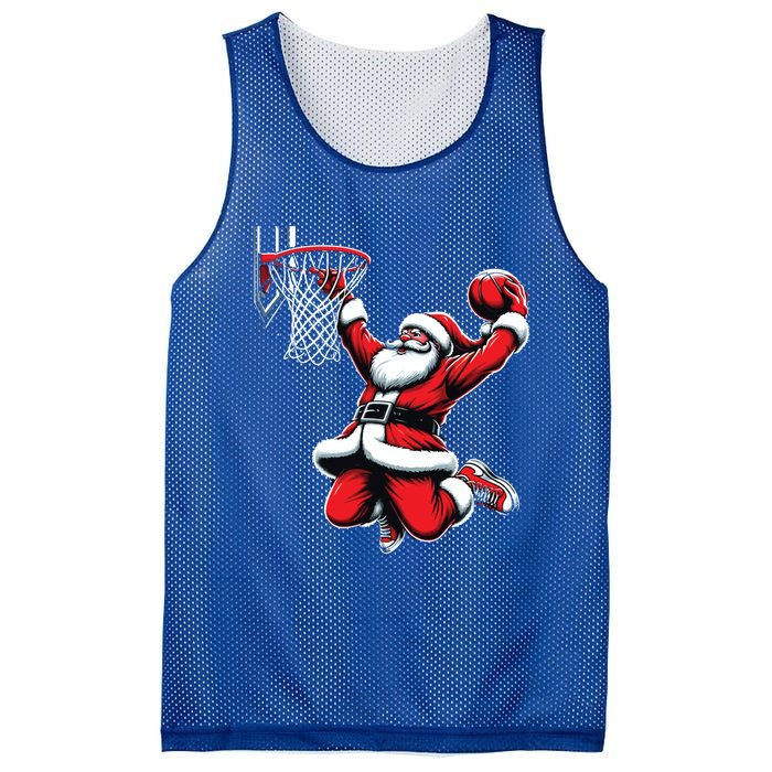 Santa Claus Dunking A Basketball Funny Christmas Basketball Gift Mesh Reversible Basketball Jersey Tank