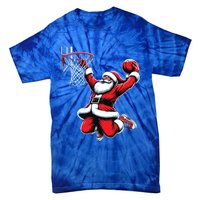 Santa Claus Dunking A Basketball Funny Christmas Basketball Gift Tie-Dye T-Shirt