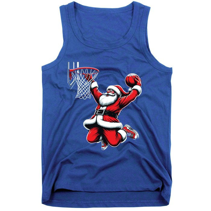 Santa Claus Dunking A Basketball Funny Christmas Basketball Gift Tank Top