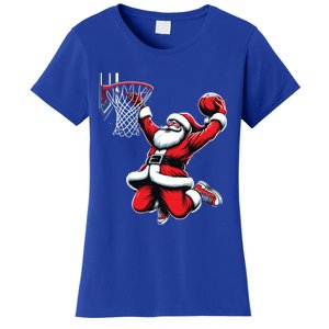 Santa Claus Dunking A Basketball Funny Christmas Basketball Gift Women's T-Shirt