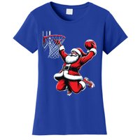 Santa Claus Dunking A Basketball Funny Christmas Basketball Gift Women's T-Shirt