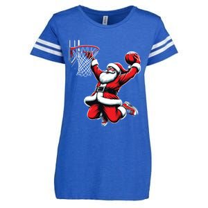 Santa Claus Dunking A Basketball Funny Christmas Basketball Gift Enza Ladies Jersey Football T-Shirt