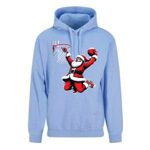 Santa Claus Dunking A Basketball Funny Christmas Basketball Gift Unisex Surf Hoodie