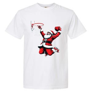 Santa Claus Dunking A Basketball Funny Christmas Basketball Gift Garment-Dyed Heavyweight T-Shirt