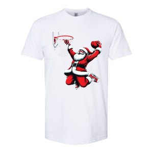 Santa Claus Dunking A Basketball Funny Christmas Basketball Gift Softstyle CVC T-Shirt