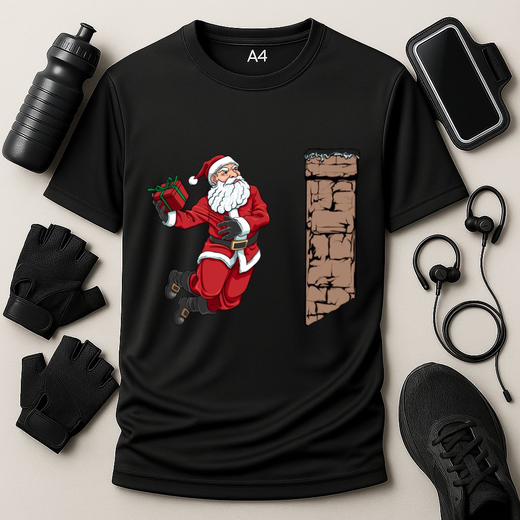 Santa Claus Dunking Gift Dunk Funny Basketball Gift Cooling Performance Crew T-Shirt