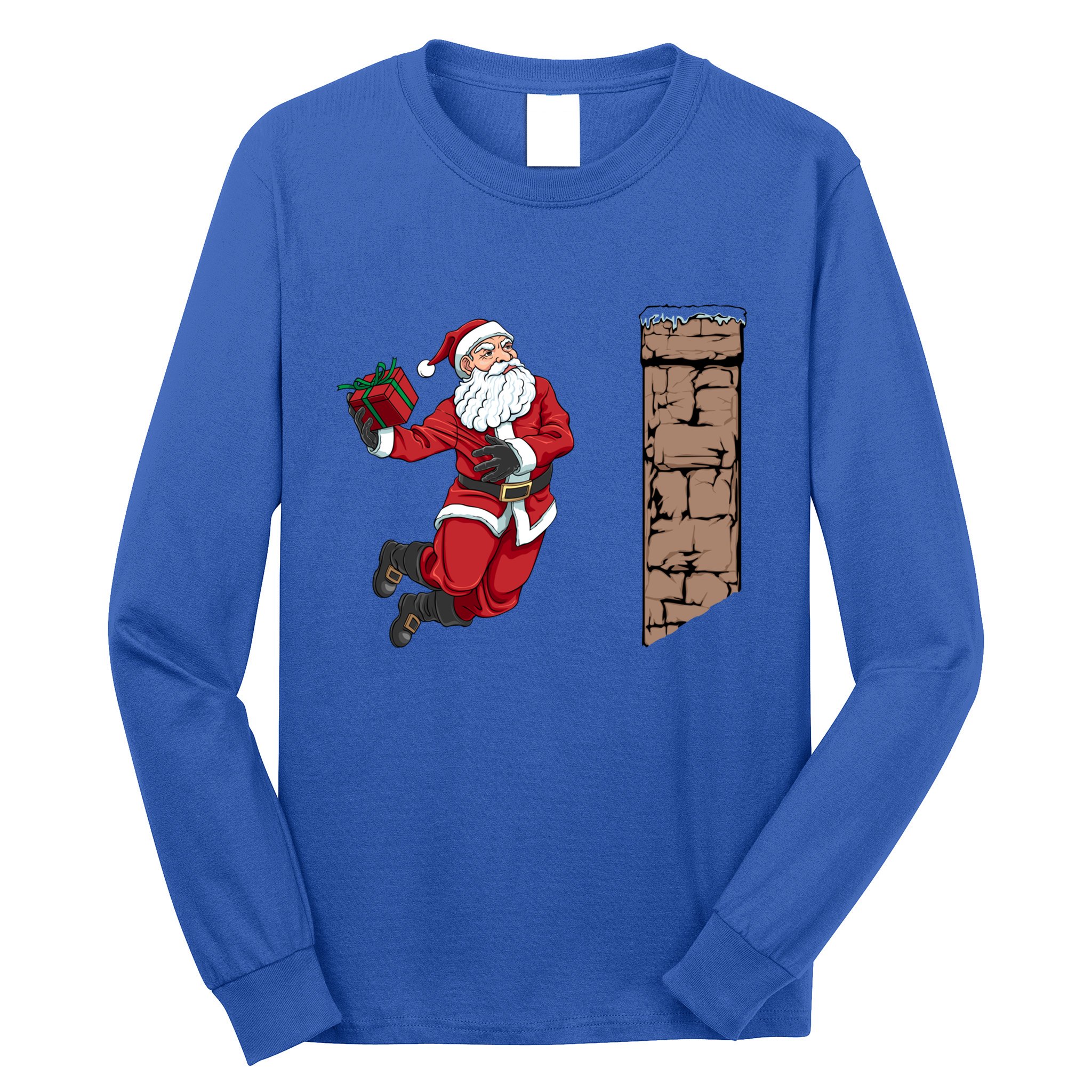 Santa Claus Dunking Gift Dunk Funny Basketball Gift Long Sleeve Shirt
