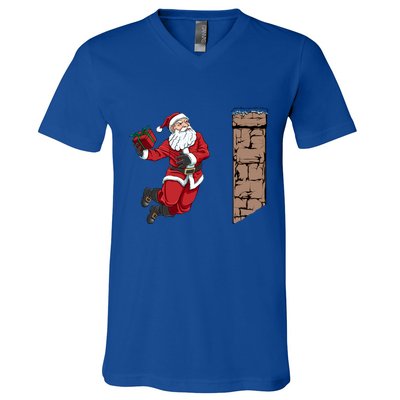 Santa Claus Dunking Gift Dunk Funny Basketball Gift V-Neck T-Shirt