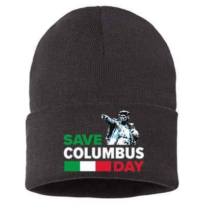 Save Columbus Day Italian Pride Sustainable Knit Beanie