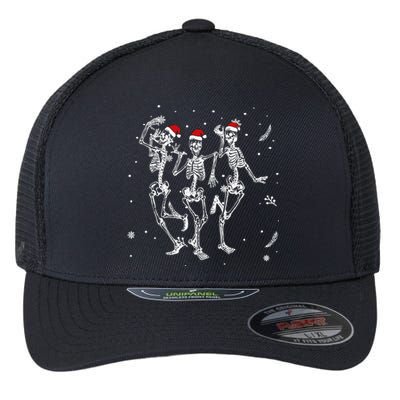 Snow Chirstmas Dabbing Dancing Skeleton Xmas Santa Hats Gift Flexfit Unipanel Trucker Cap