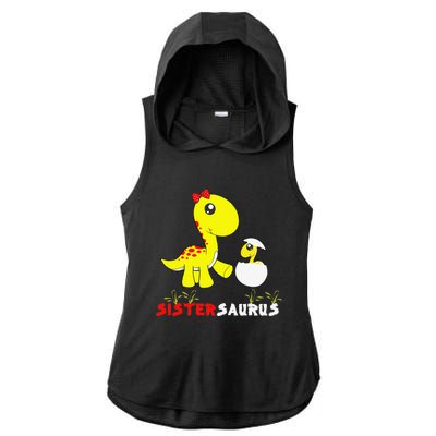 Sistersaurus Cute Dinosaur Sister Saurus Family Matching Ladies PosiCharge Tri-Blend Wicking Draft Hoodie Tank