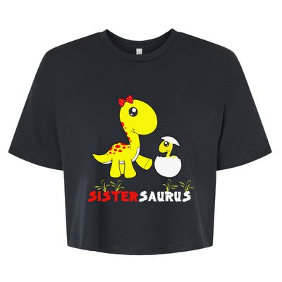 Sistersaurus Cute Dinosaur Sister Saurus Family Matching Bella+Canvas Jersey Crop Tee