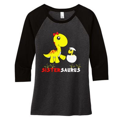 Sistersaurus Cute Dinosaur Sister Saurus Family Matching Women's Tri-Blend 3/4-Sleeve Raglan Shirt