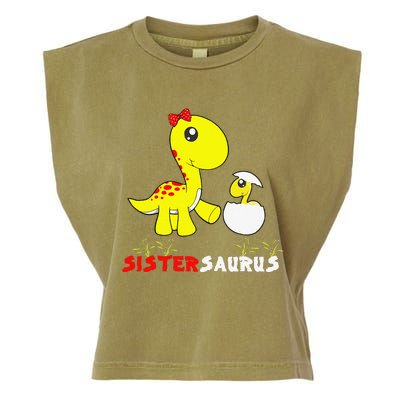 Sistersaurus Cute Dinosaur Sister Saurus Family Matching Garment-Dyed Women's Muscle Tee