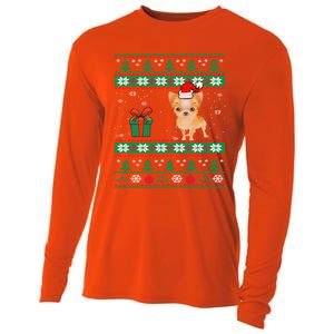 Santa Chihuahua Dog Holiday Ugly Christmas Graphic Gift Meaningful Gift Cooling Performance Long Sleeve Crew