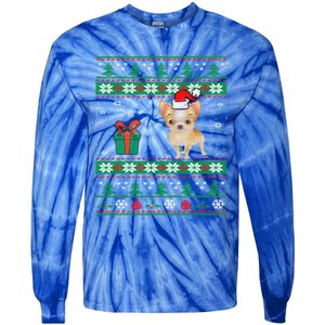 Santa Chihuahua Dog Holiday Ugly Christmas Graphic Gift Meaningful Gift Tie-Dye Long Sleeve Shirt