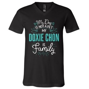 S Cute Doxie Chon Design Family Dog Gift For Vneck V-Neck T-Shirt