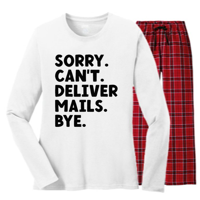 Sorry CanT Deliver Mails Bye Postal Worker Mailman Women's Long Sleeve Flannel Pajama Set 