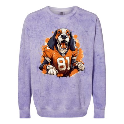 Smokey Coonhound Dog Tennessee Orange Football Game Day Colorblast Crewneck Sweatshirt