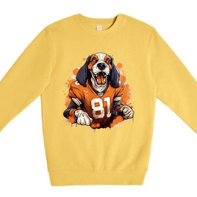 Smokey Coonhound Dog Tennessee Orange Football Game Day Premium Crewneck Sweatshirt