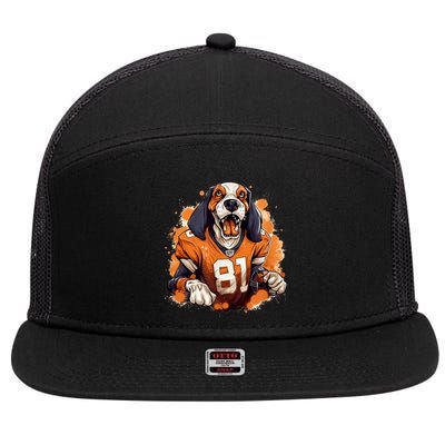 Smokey Coonhound Dog Tennessee Orange Football Game Day 7 Panel Mesh Trucker Snapback Hat