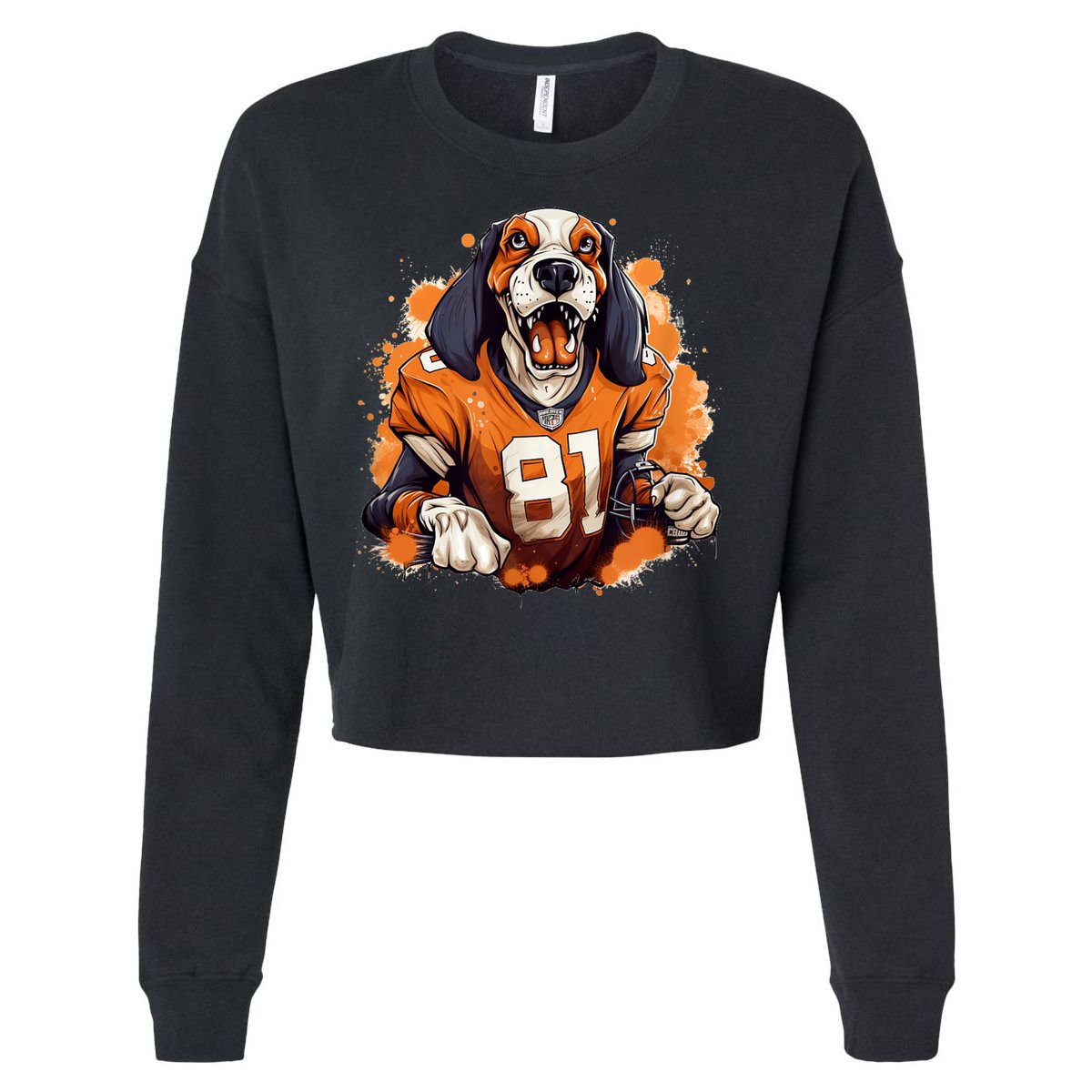 Smokey Coonhound Dog Tennessee Orange Football Game Day Cropped Pullover Crew