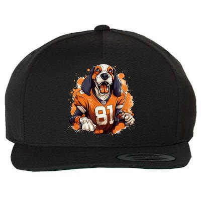 Smokey Coonhound Dog Tennessee Orange Football Game Day Wool Snapback Cap