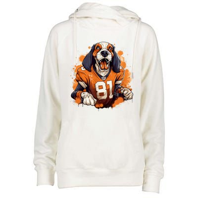 Smokey Coonhound Dog Tennessee Orange Football Game Day Womens Funnel Neck Pullover Hood