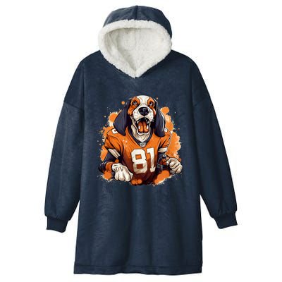 Smokey Coonhound Dog Tennessee Orange Football Game Day Hooded Wearable Blanket