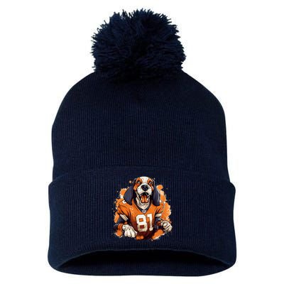 Smokey Coonhound Dog Tennessee Orange Football Game Day Pom Pom 12in Knit Beanie