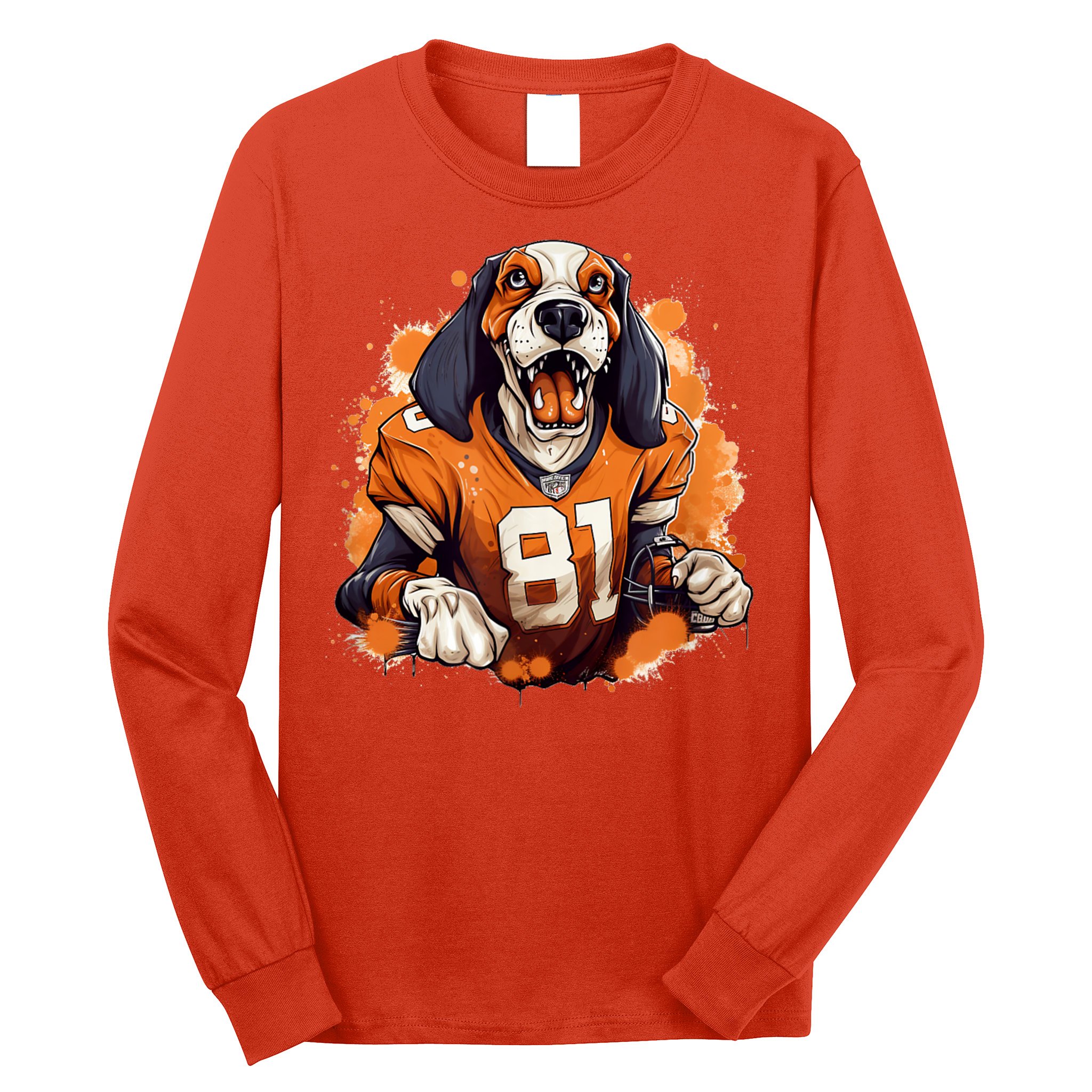 Smokey Coonhound Dog Tennessee Orange Football Game Day Long Sleeve Shirt