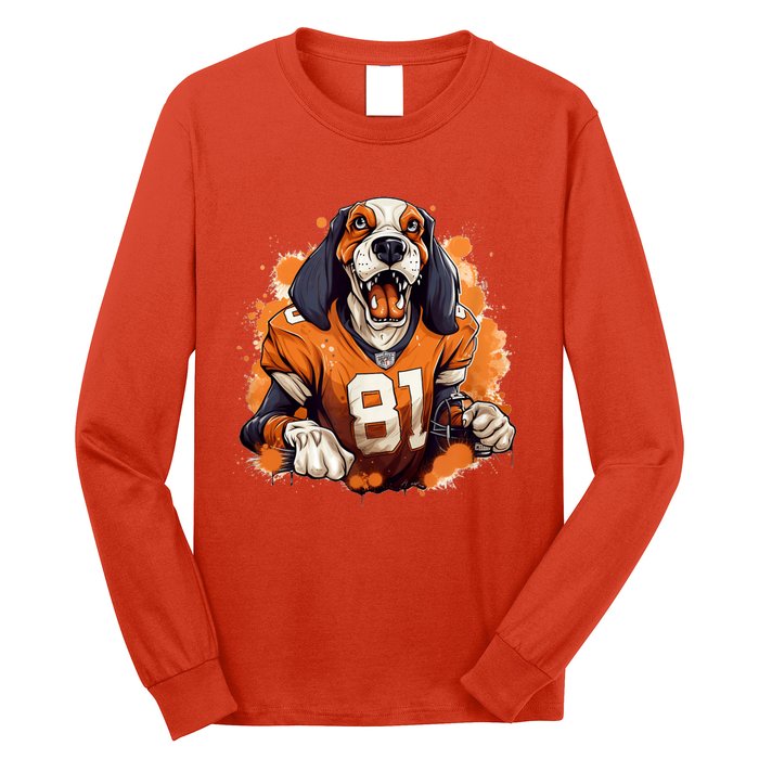 Smokey Coonhound Dog Tennessee Orange Football Game Day Long Sleeve Shirt